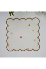 Minimal Yıldız Desenli Nakış Kenar Kumaş Kokteyl Peçetesi 1 Adet