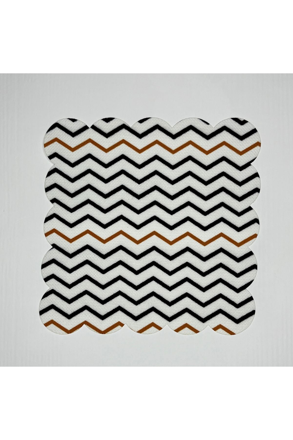 Hardal Siyah Zigzag Desenli Dijital Baskılı Kokteyl Peçetesi