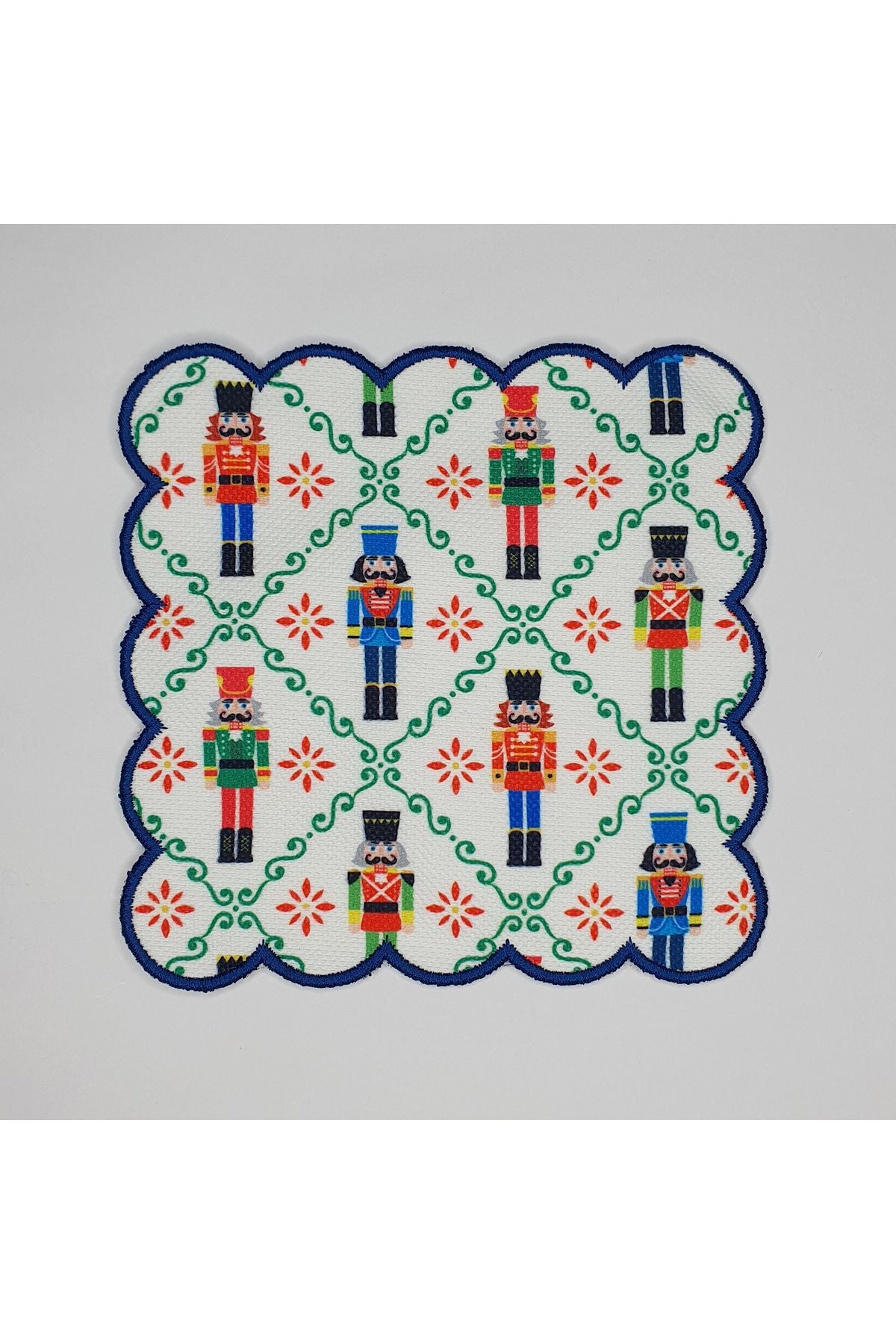 Decorative Tin Soldier Patterned New Year's Themed Embroidered Cocktail Napkin