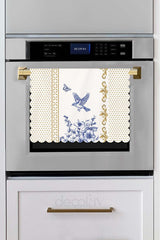 Royal White Uyumlu Çiçek ve Kuş Tasarımlı Lazer Kesim Dikişsiz Fırın Örtüsü - 40x53cm