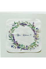 lavanta Çelenk Desenli Kumaş Kokteyl Peçetesi Yıkanabilir Lazer Kesimli