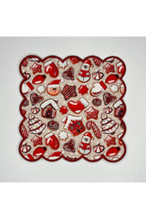 El Çizimi Yılbaşı Dekoratif Desenli Dijital Baskılı Lazer Kesim Kokteyl Peçetesi