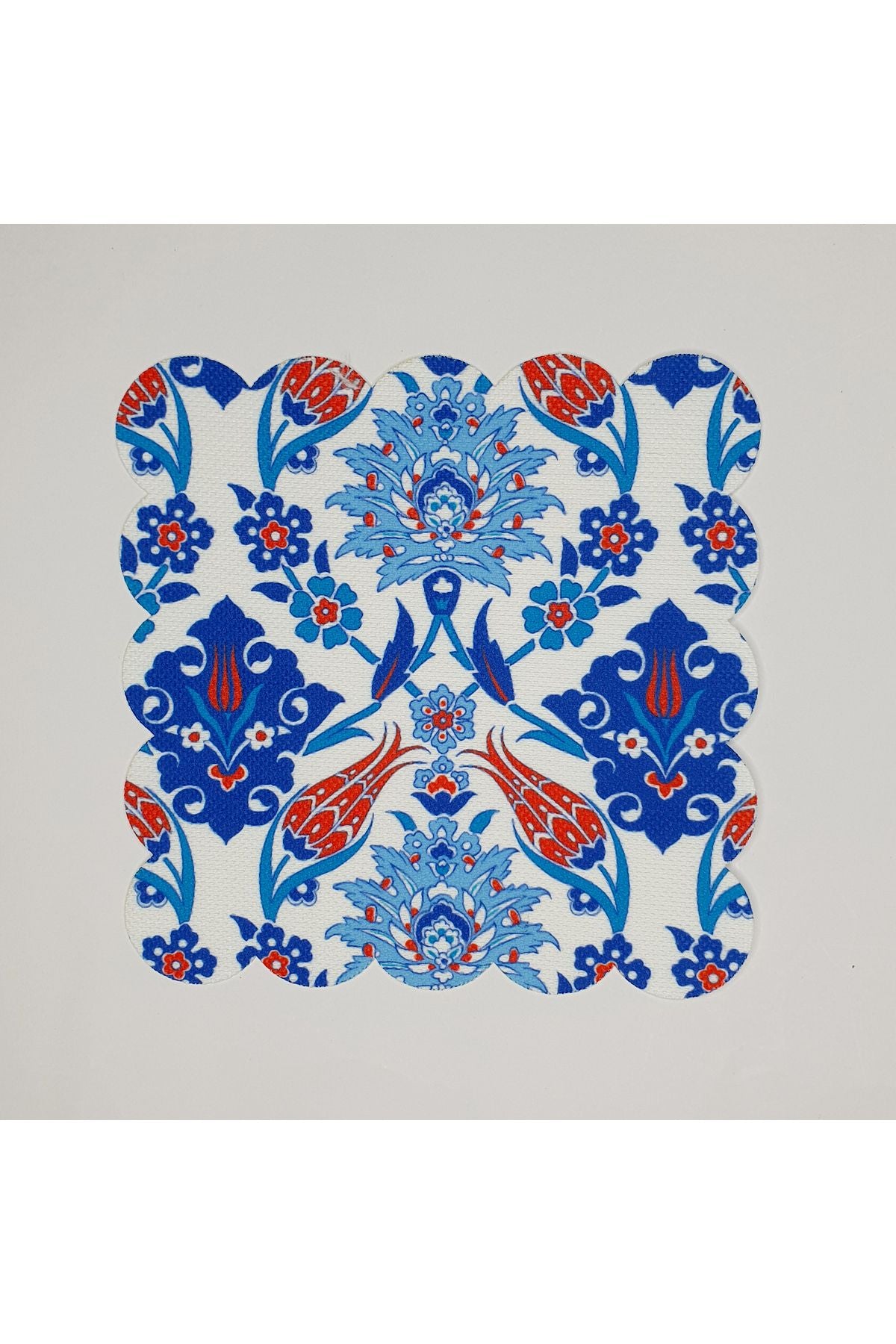 Mavi Kütahya Çini Desenli Dijital Baskılı Lazer Kesim Kokteyl Peçetesi