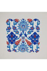 Mavi Kütahya Çini Desenli Dijital Baskılı Lazer Kesim Kokteyl Peçetesi