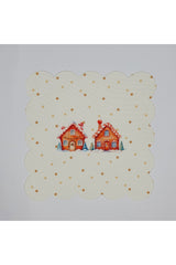 Yılbaşı Konseptli Şeker Evler ve Yıldız Desenli Dijital Baskılı Kokteyl Peçetesi