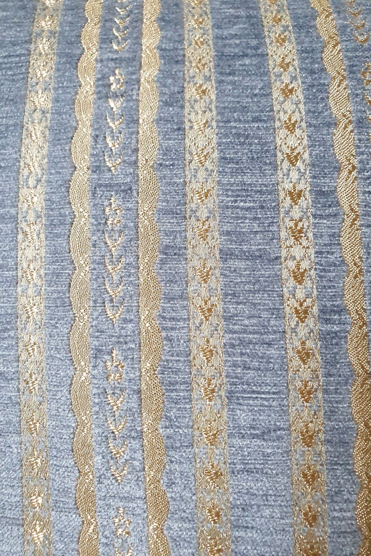 Dekoratif Jakar Mavi Bej Çizgili Kırlent Kılıfı 43x43cm