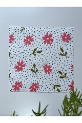 Somon Çiçekli Yaprak  Zemin Noktalı Dijital Baskılı, Kenarı Lazer Kesim Dekoratif Kokteyl Peçeteleri