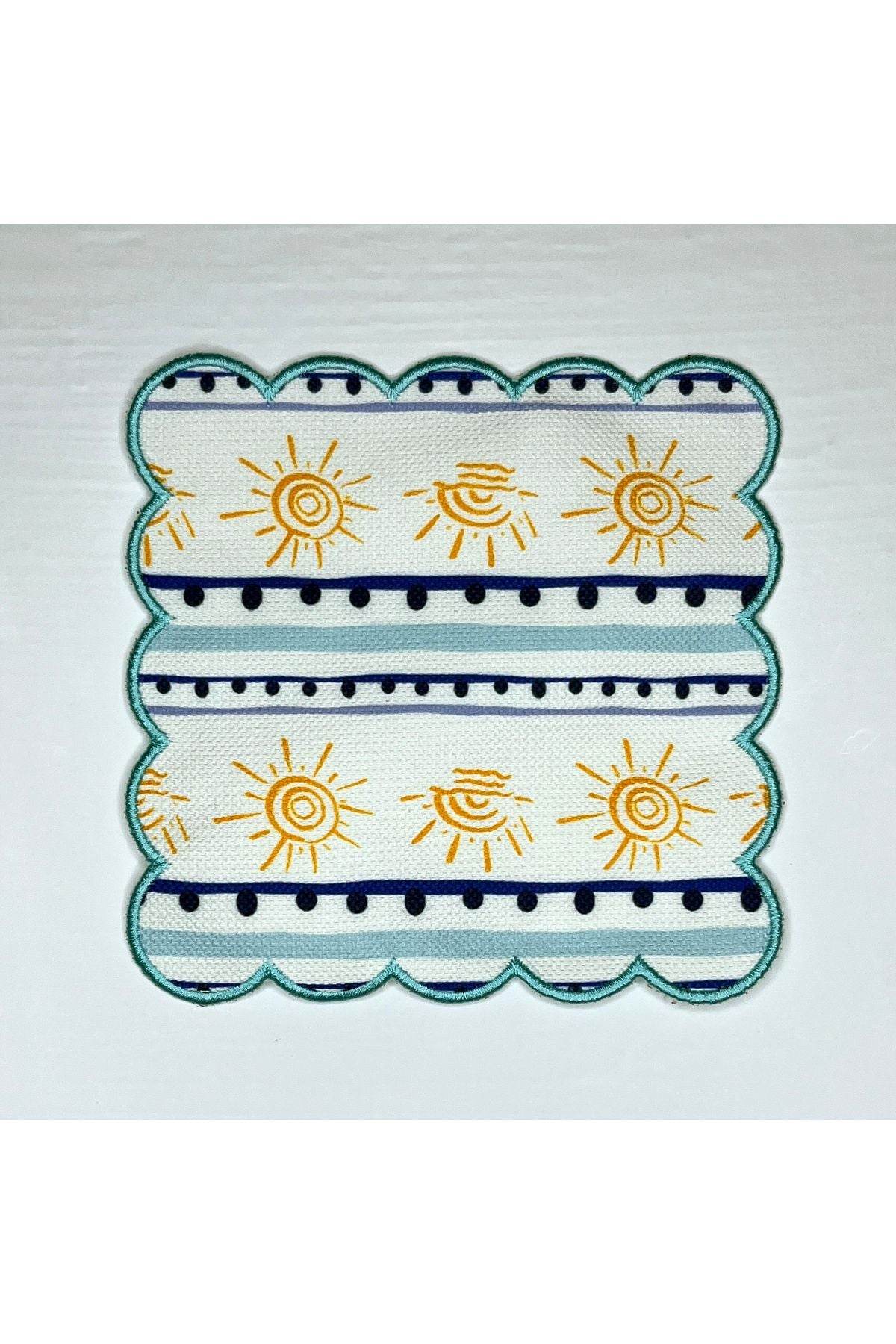 Sailor Pattern Blue Digital Printed Embroidered Cocktail Napkin