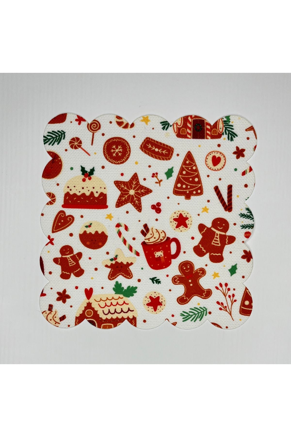 Yılbaşı Kurabiye Pasta Konsept Desenli Dijital Baskılı Kokteyl Peçetesi Yıkanabilir