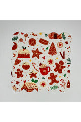 Yılbaşı Kurabiye Pasta Konsept Desenli Dijital Baskılı Kokteyl Peçetesi Yıkanabilir