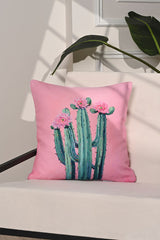 Blooming Cactus Çiçekli Kaktüs İllüstrasyonlu Kırlent Kılıfı – 43x43cm