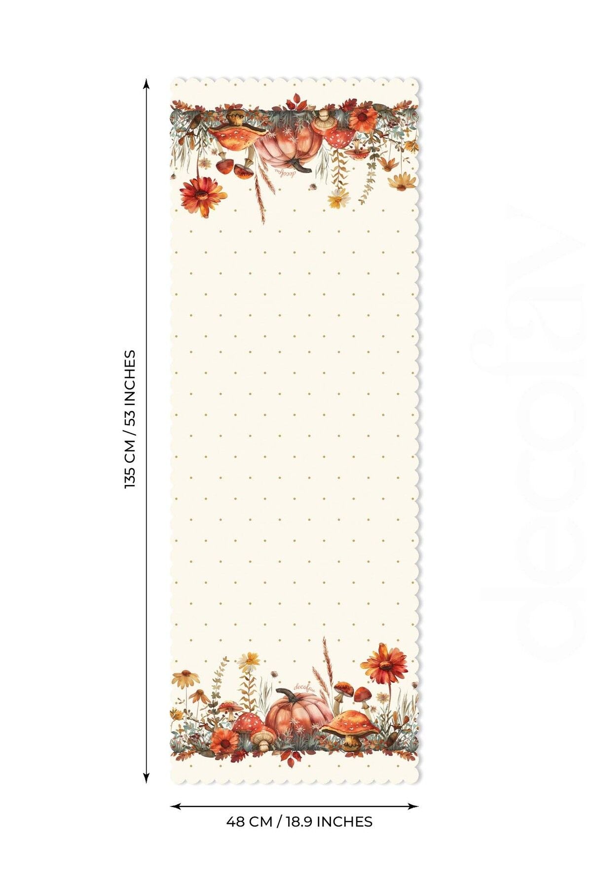 Sulu Boya Sonbahar Kabak Temalı Lazer Kesim Runner 138x45cm