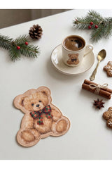 Ekose Kurdeleli Klasik Teddy Bear Nakışlı Kokteyl Peçetesi 1 Adet