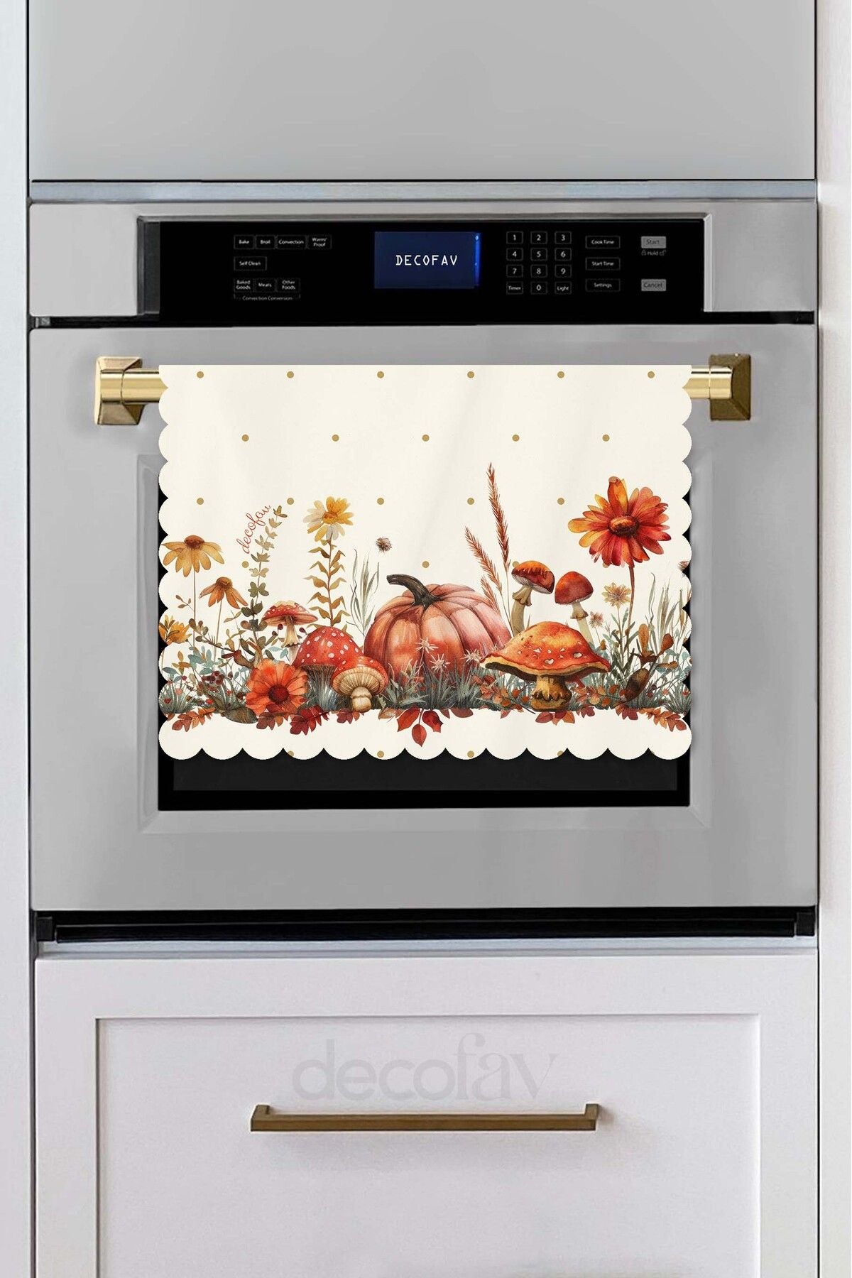 Sulu Boya Sonbahar Kabak Temalı Lazer Kesim Fırın Örtüsü 43x55cm