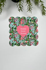 Home Sweet Home Yazılı Kalp ve Çiçek Desenli Lazer Kesim Kokteyl Peçetesi 1 Adet