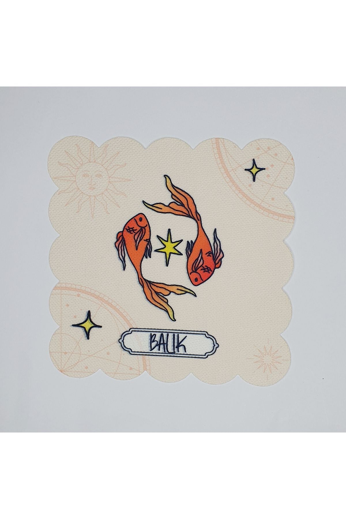 Digitally Printed Laser Cut Cocktail Napkin with Pisces Design