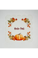 Hello Fall Sonbahar Temalı Dijital Baskılı Kokteyl Peçetesi Yıkanabilir Lazer Kesimli