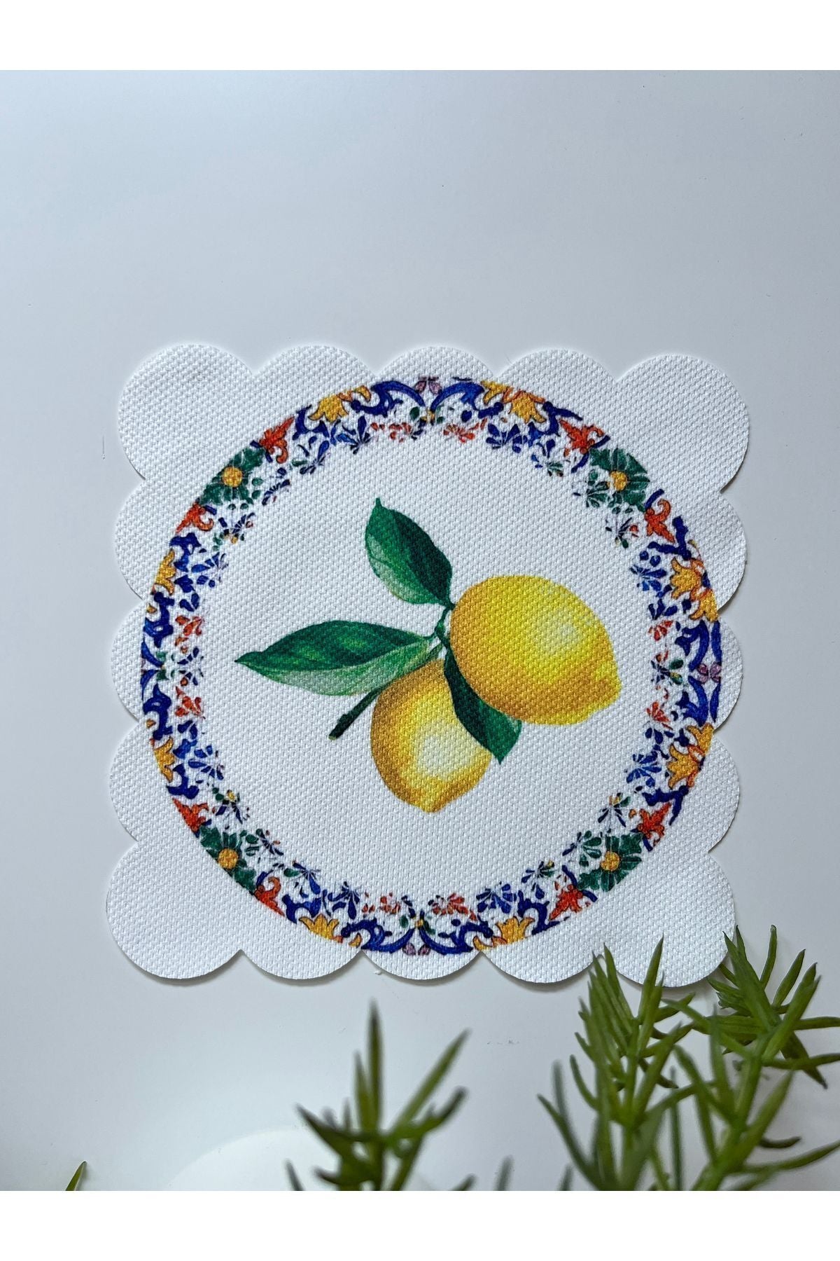 Limon Desenli Dijital Baskılı, Kenarı Lazer Kesim Dekoratif Kokteyl Peçeteleri