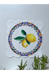 Limon Desenli Dijital Baskılı, Kenarı Lazer Kesim Dekoratif Kokteyl Peçeteleri