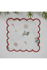 Minimal Yılbaşı Temalı Kokina Desenli Nakış Kenar Kokteyl Peçetesi 1 Adet