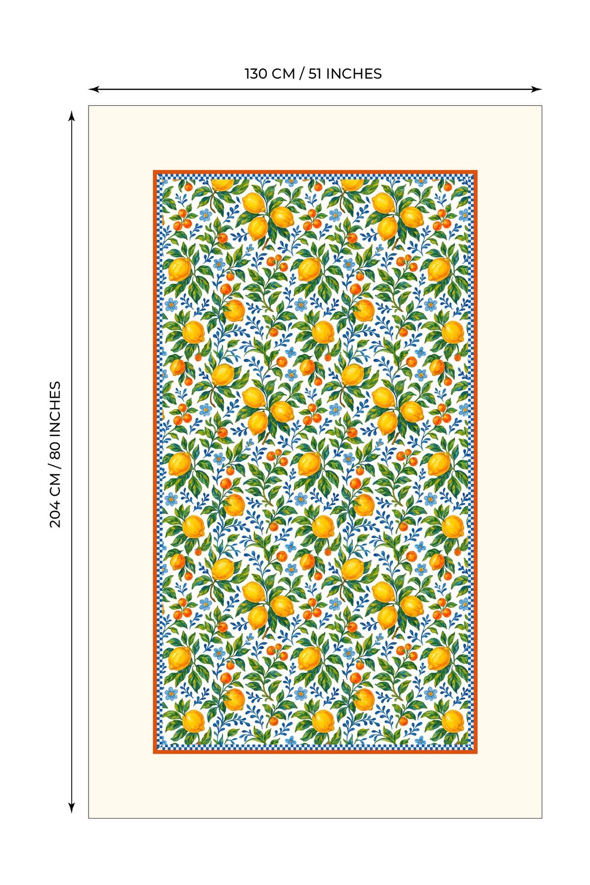 Limoncello Sulu Boya Limonlar Dekoratif Masa Örtüsü - 130x204cm