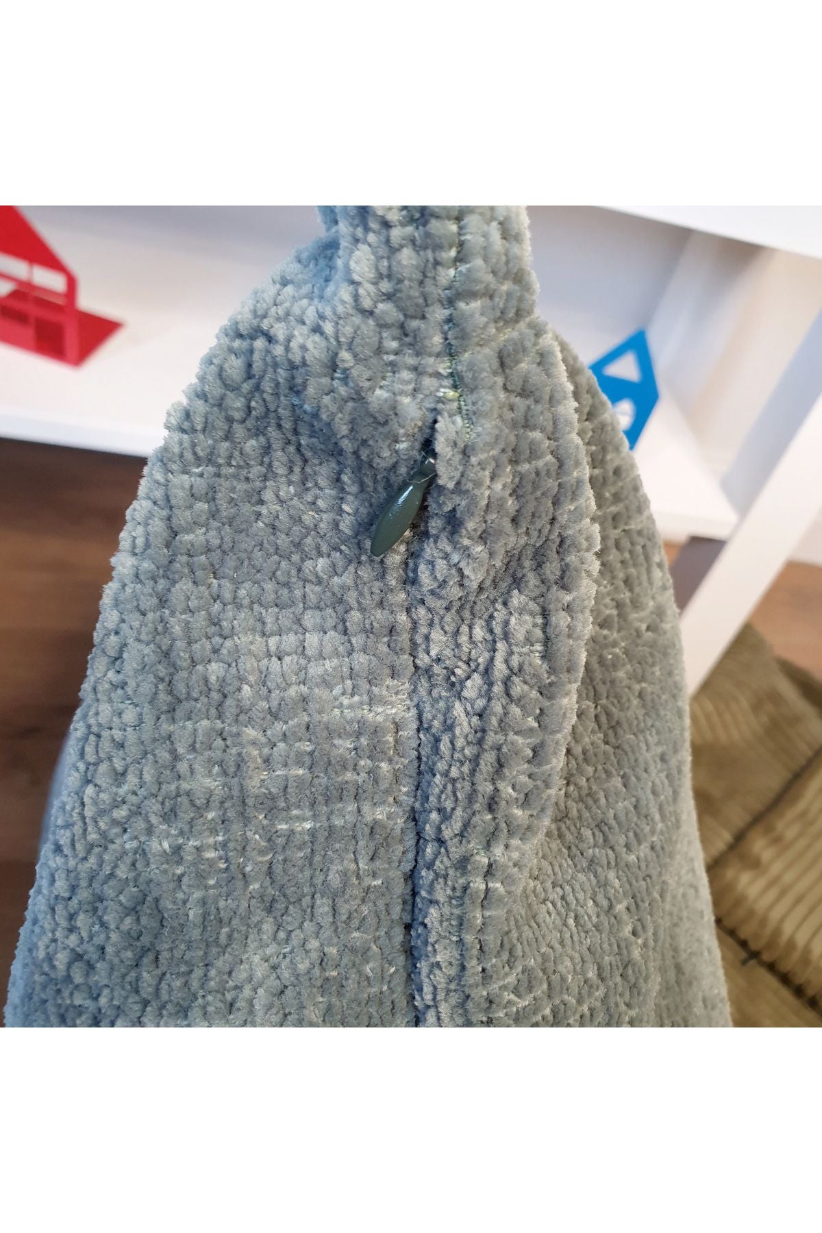 Bukle Kadife Kırlent Kılıfı Spor Dikiş Adaçayı Yeşili