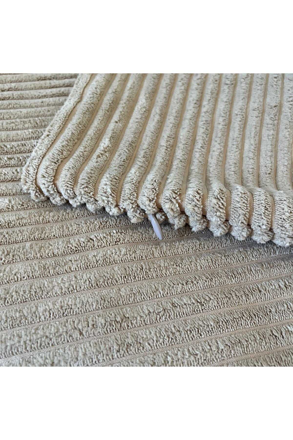 Lüks Şerit Dokumalı Kadife Bel Yastığı Kılıfı Sütlü Kahverengi - Decofav | Kırlent, Sofra Tekstili, Kumaş