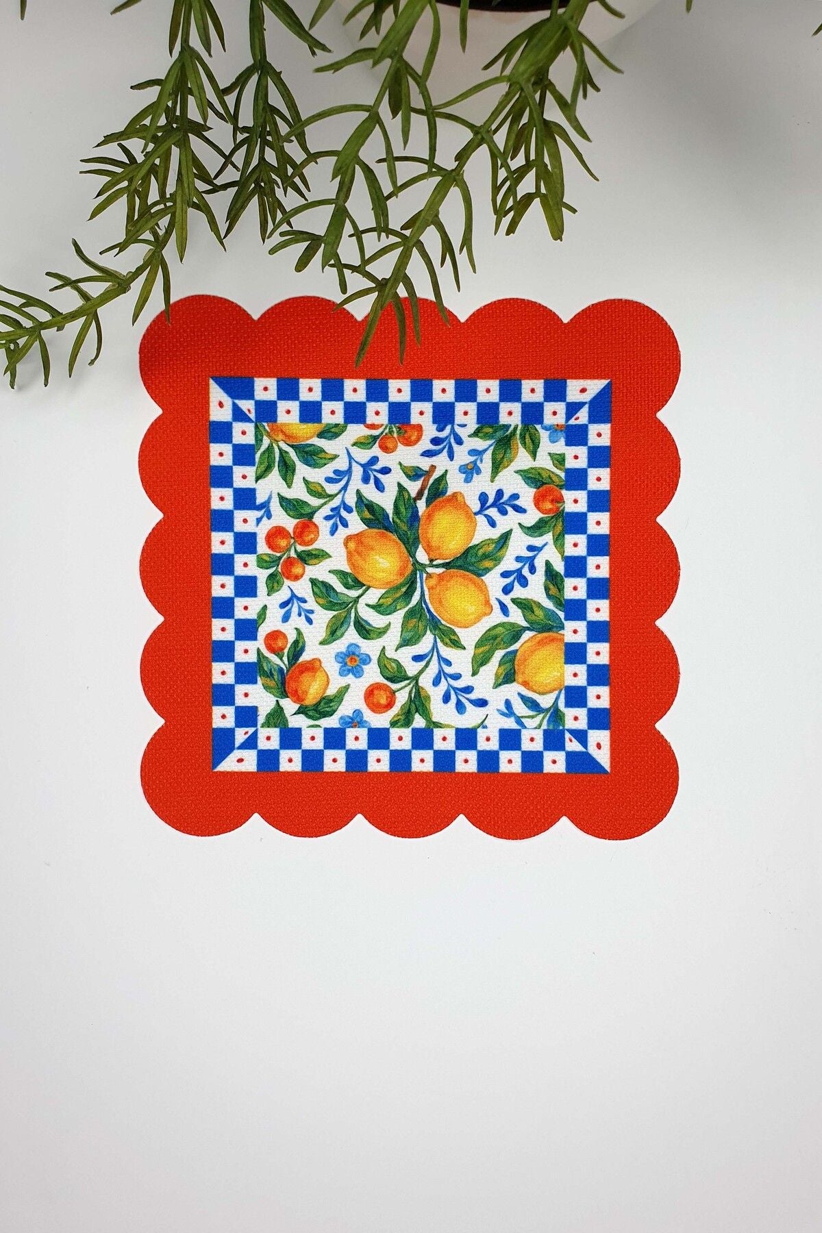 Limoncello Renkli Çerçeveli Dijital Baskılı Lazer Kesim Kokteyl Peçetesi 1 Adet