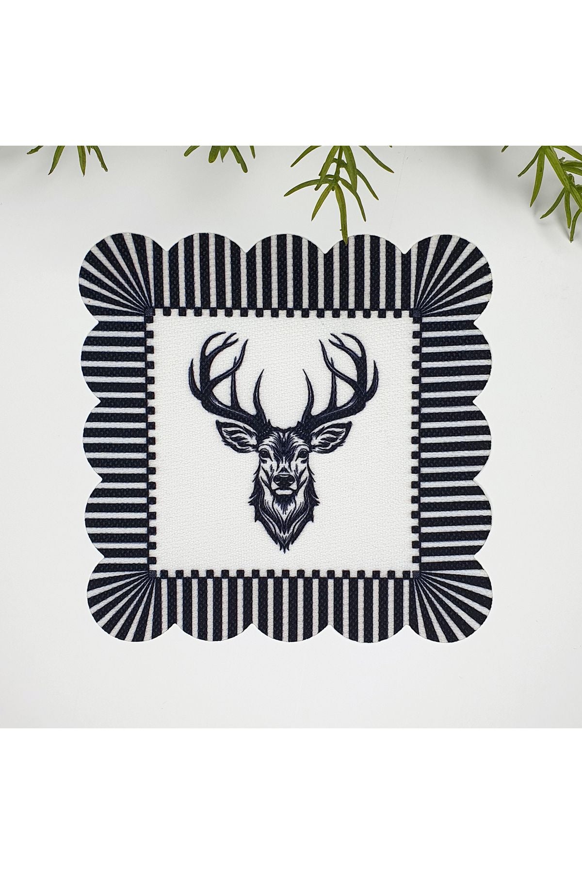 Decorative Edge Deer Design Washable Fabric Napkin 1 Piece