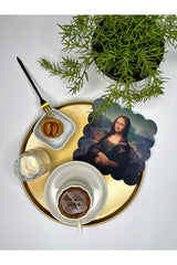 Mona Lisa Portre Tasarımlı Lazer Kesim Kumaş Kokteyl Peçetesi 1 Adet - Decofav | Kırlent, Sofra Tekstili, Kumaş