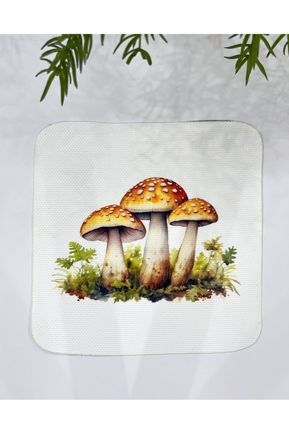 Mantar Desenli Kumaş Kokteyl Peçetesi Yıkanabilir Lazer Kesimli