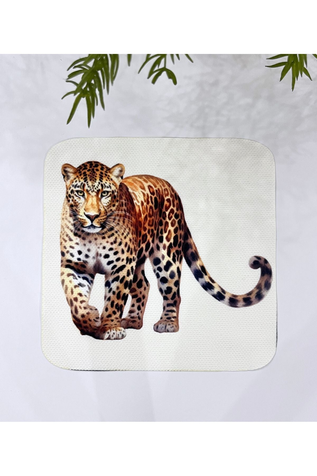 Leopar Desenli Kumaş Kokteyl Peçetesi Yıkanabilir Lazer Kesimli