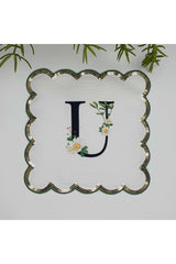 U Harfi Baskılı Kişiye Özel Pul İşlemeli Monogramlı Nakış Kenar Pullu Kokteyl Peçetesi 1 Adet