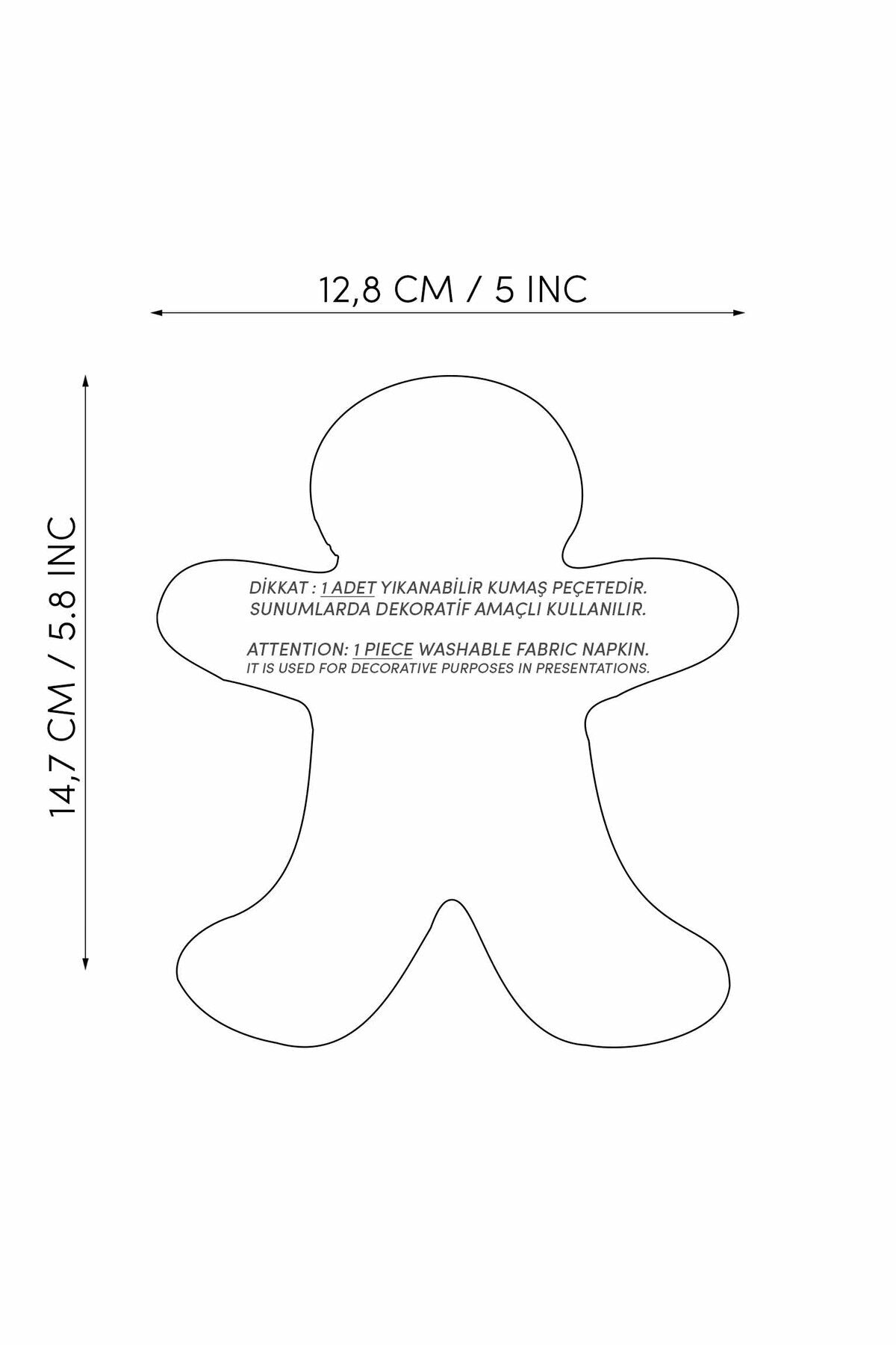 Gingerman Form 3D Baskılı Nakışlı Kumaş Kokteyl Peçetesi 1 Adet