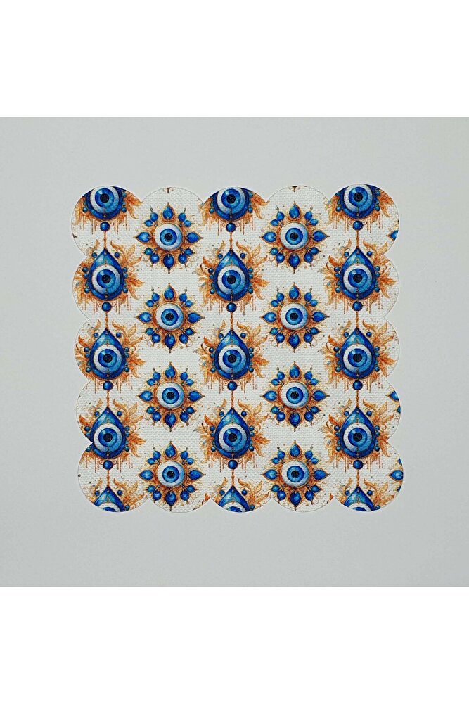 Sulu Boya Nazar Boncuk Desenli Dijital Baskılı Lazer Kesimli Kokteyl Peçetesi