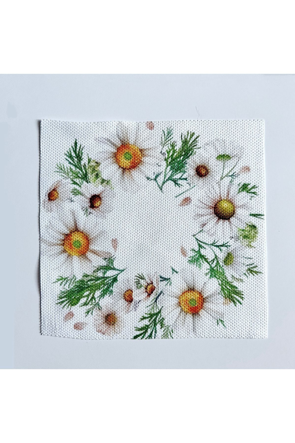 Papatya Çelenk Desenli Kumaş Kokteyl Peçetesi Yıkanabilir Lazer Kesimli