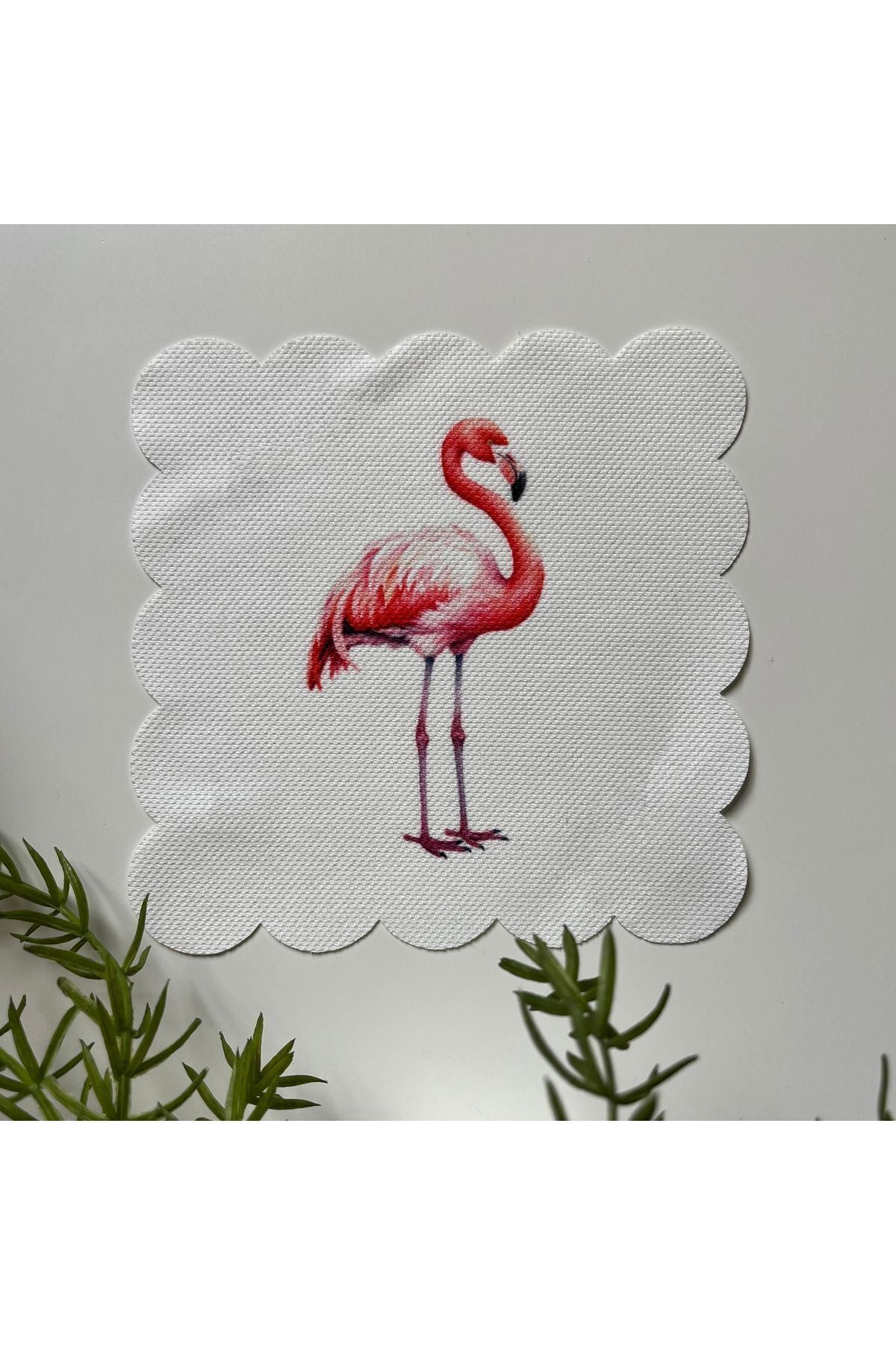 Flamingo Çizim Desenli Dijital Baskılı Kumaş Kokteyl Peçetesi Lazer Kesimli