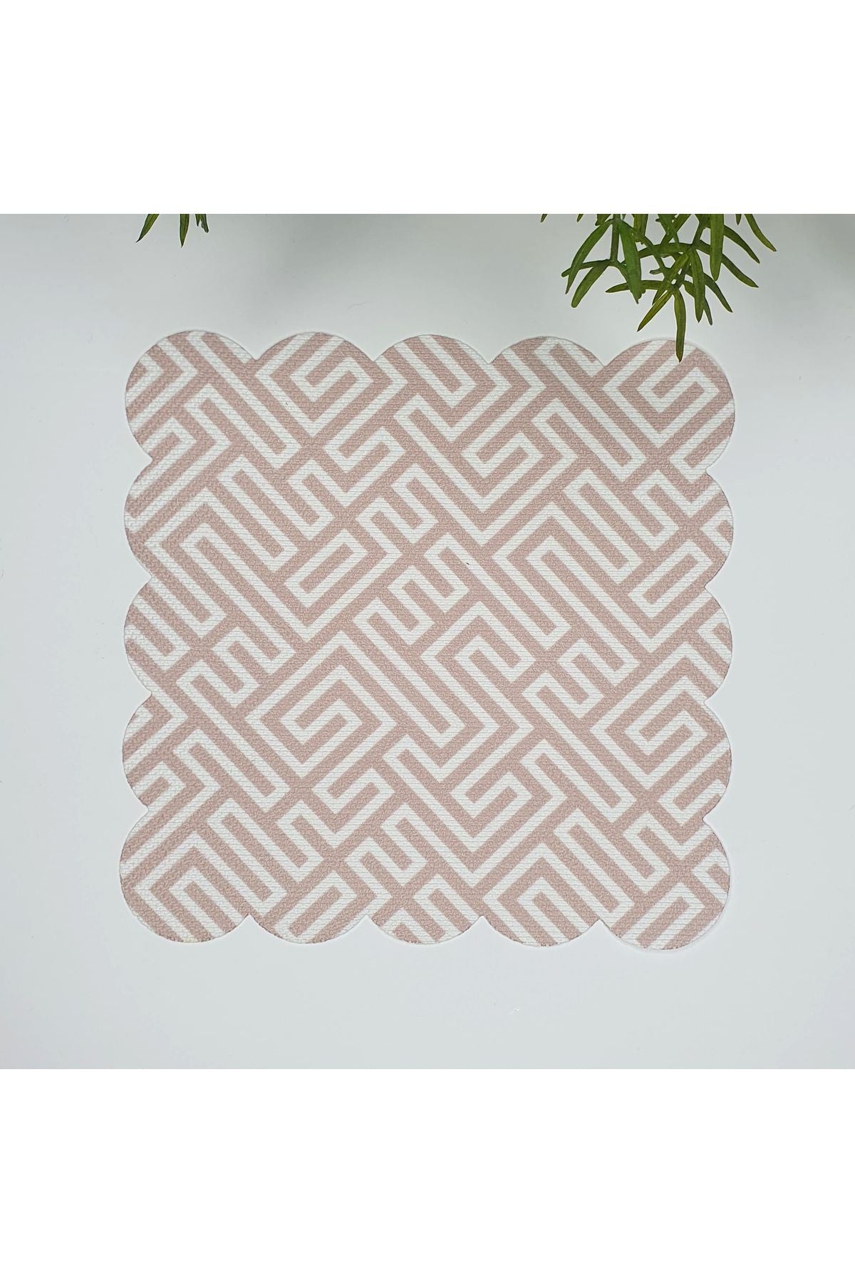 Geometrik Labirent Desenli Bej Renk Lazer Kesim Kumaş Kokteyl Peçetesi 1 Adet