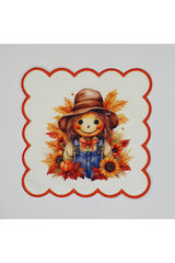 Sulu Boya Korkuluk Çiftçi Kız Desenli Kenarı Nakışlı Kokteyl Peçetesi