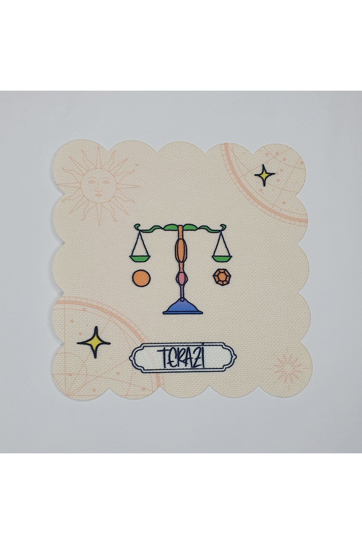 Terazi Burcu Tasarımlı Dijital Baskılı Lazer Kesim Kokteyl Peçetesi