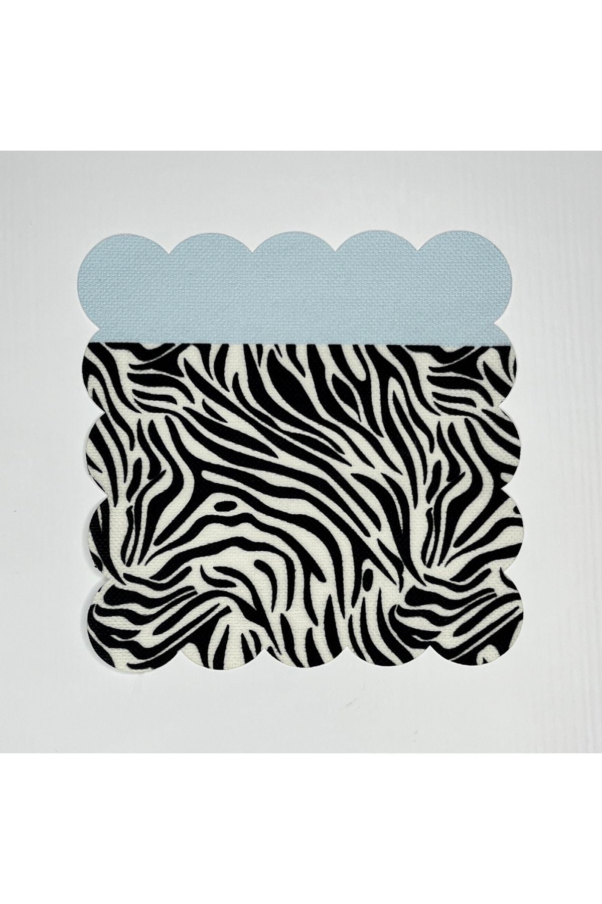 Zebra Desenli Mavi Şeritli Dijital Baskılı Kokteyl Peçetesi Yıkanabilir Lazer Kesimli