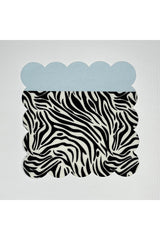 Zebra Desenli Mavi Şeritli Dijital Baskılı Kokteyl Peçetesi Yıkanabilir Lazer Kesimli