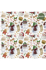 Digitally Printed Fabric with Watercolor Christmas Concept Pattern