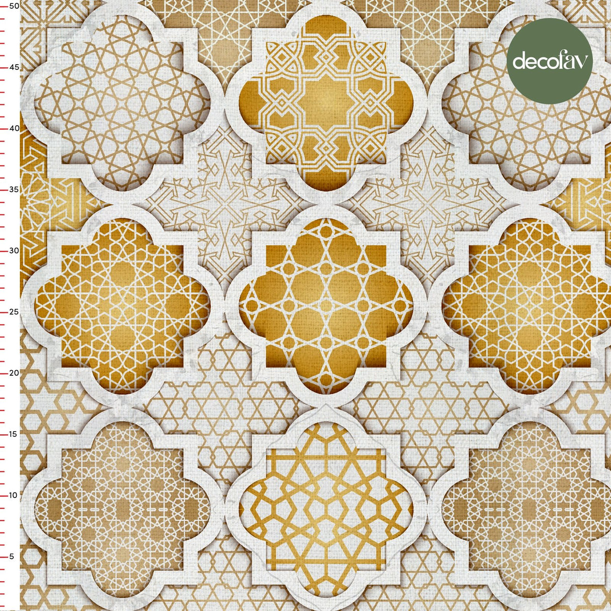 Geometrik Damask Altın Detay Desenli Dijital Baskılı Kumaş