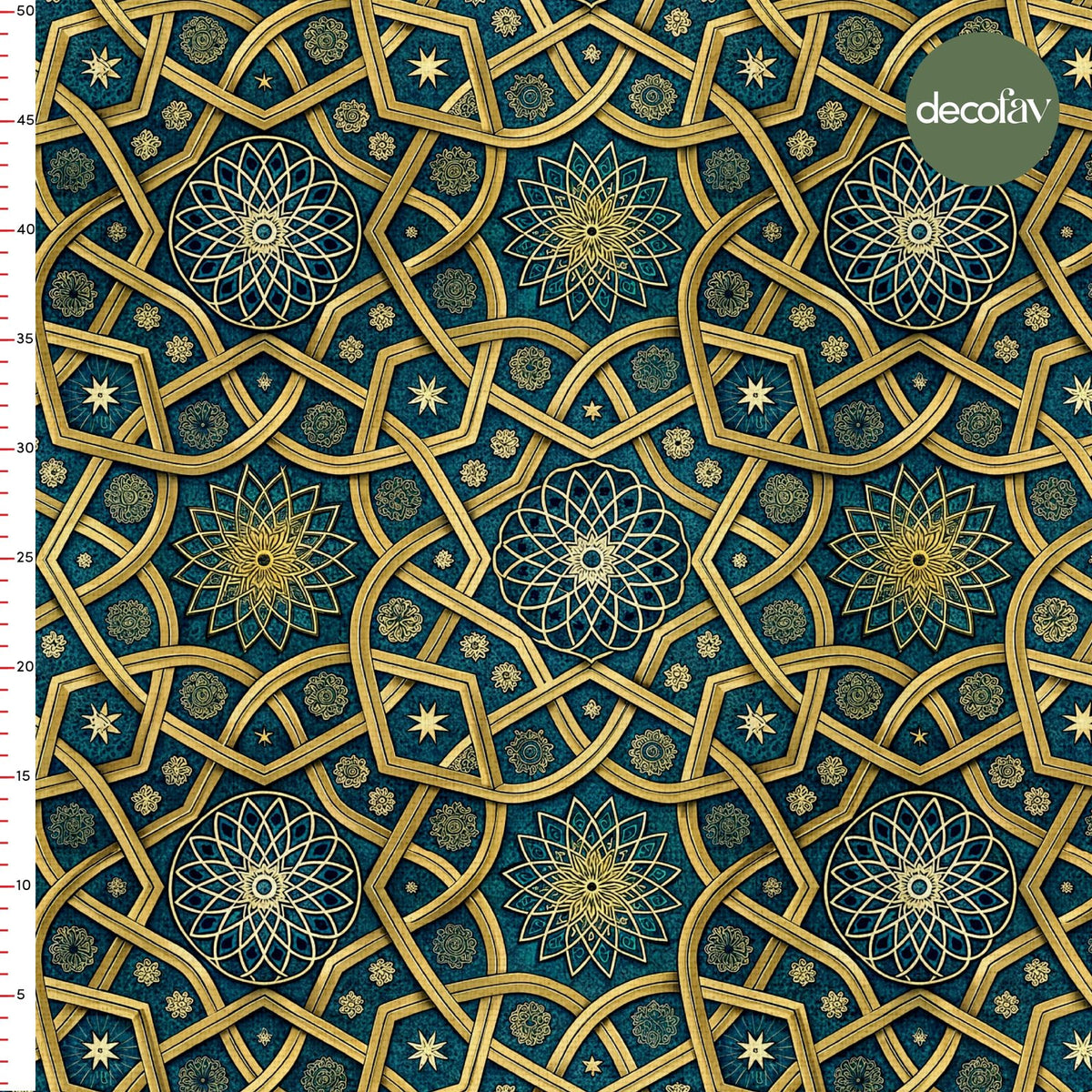 Geleneksel İslam Sanatı Geometrik Temalı Dijital Baskılı Kumaş