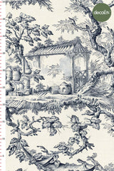 Büyük Toile de Jouy Desenli Dijital Baskılı Kumaş