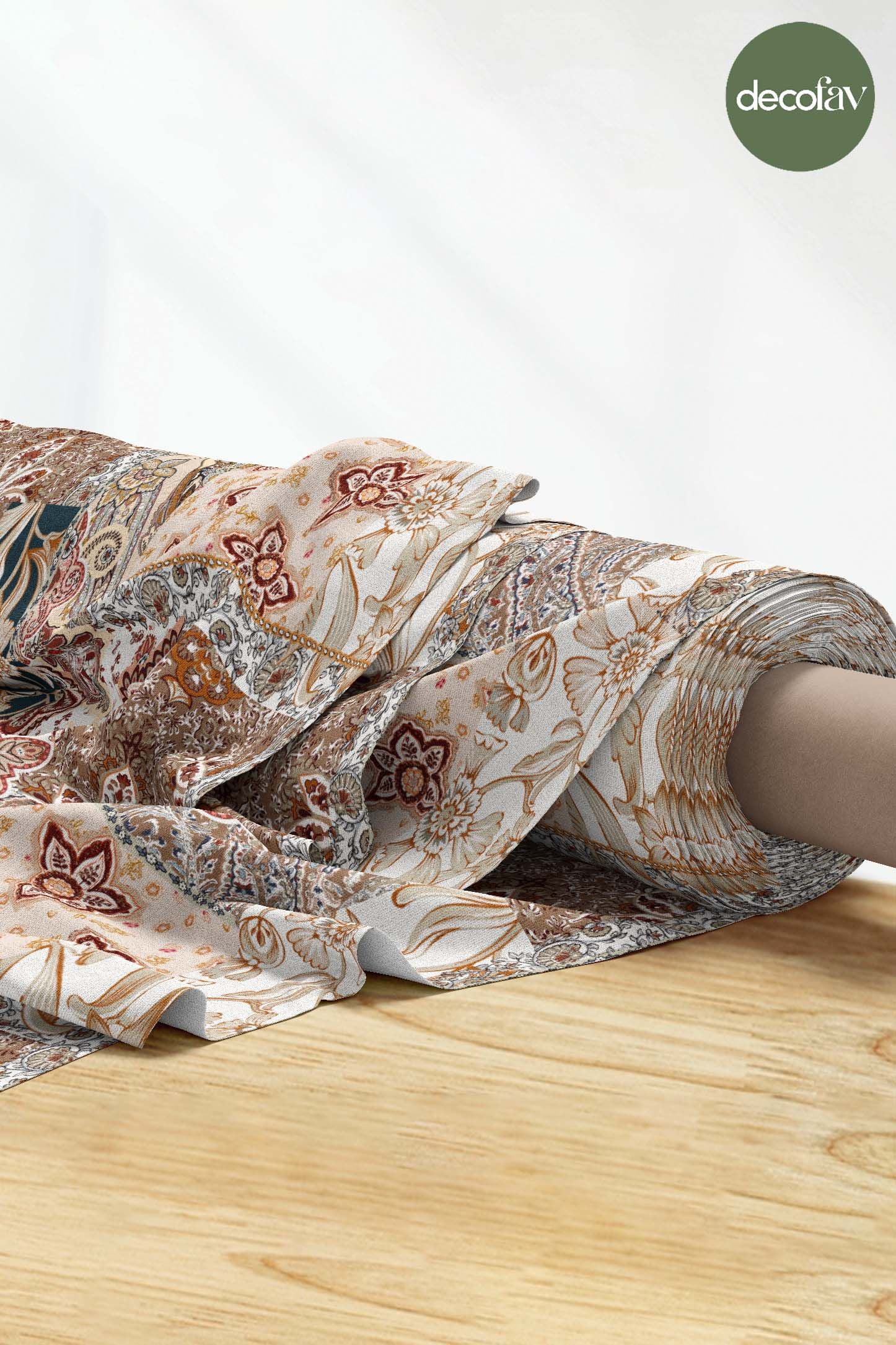 Patchwork Paisley Şal Desenli Dijital Baskılı Kumaş