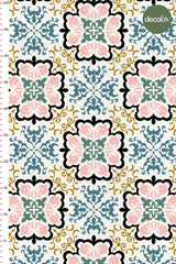 Geometrik Fas Stili Oryantal Damask Desenli Dijital Baskılı Kumaş