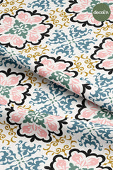 Geometrik Fas Stili Oryantal Damask Desenli Dijital Baskılı Kumaş