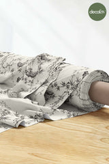 Toile de Jouy Stili Zatif Çizim Desenli Dijital Baskılı Kumaş